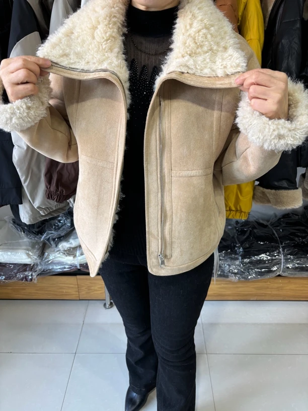 加厚羊羔毛皮毛一体休闲