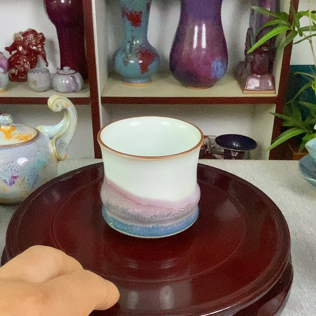 杯钧瓷主人杯竹节杯高温窑变