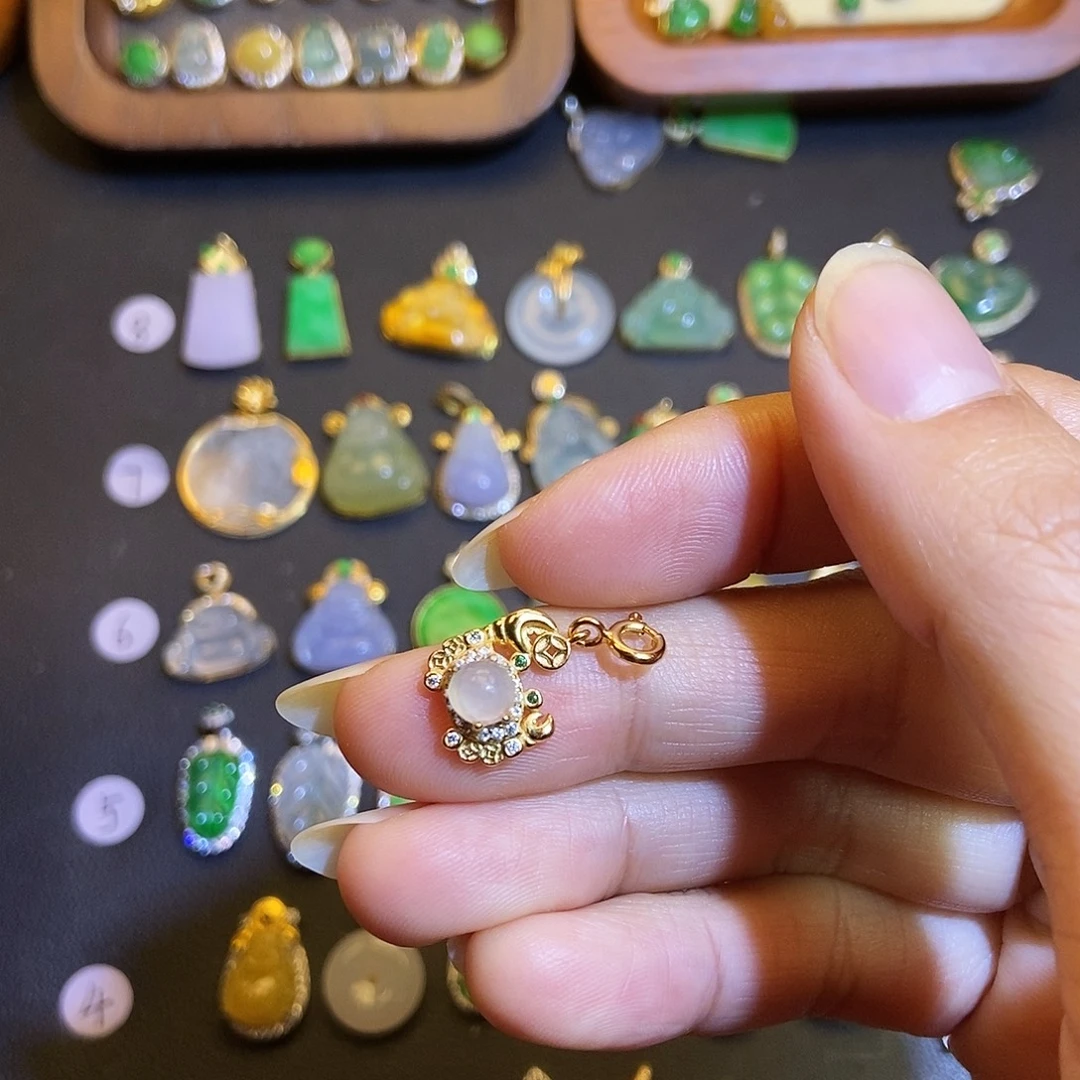 翡翠银S925镶嵌吊坠(不含链)