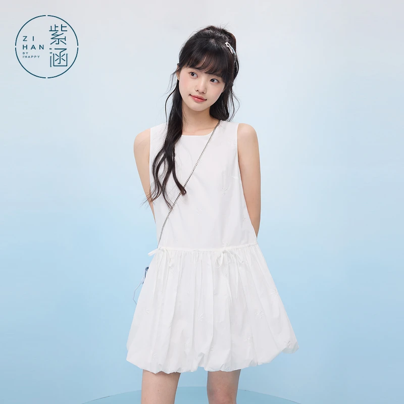 紫涵圆领无袖背心连衣裙女2025年夏季新款甜美减龄短裙Z5Z04BS317