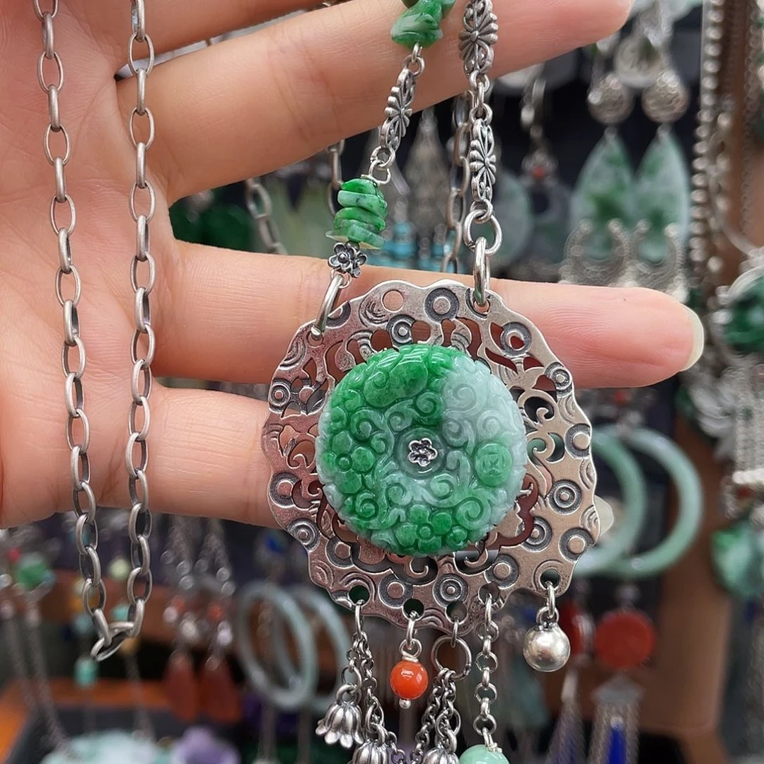 觉***学翡翠银S925镶嵌耳饰248hhhhh