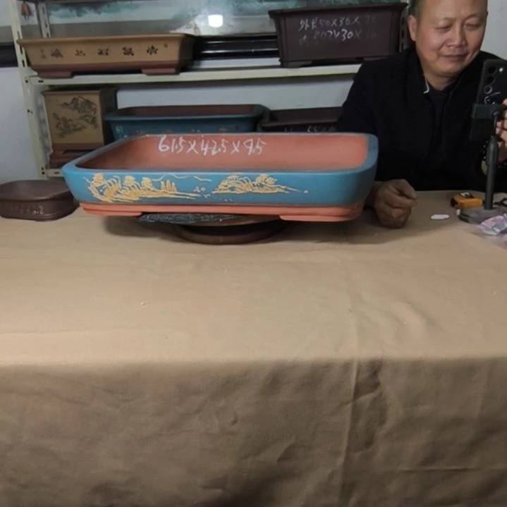 紫砂花盆宝绿色小号水