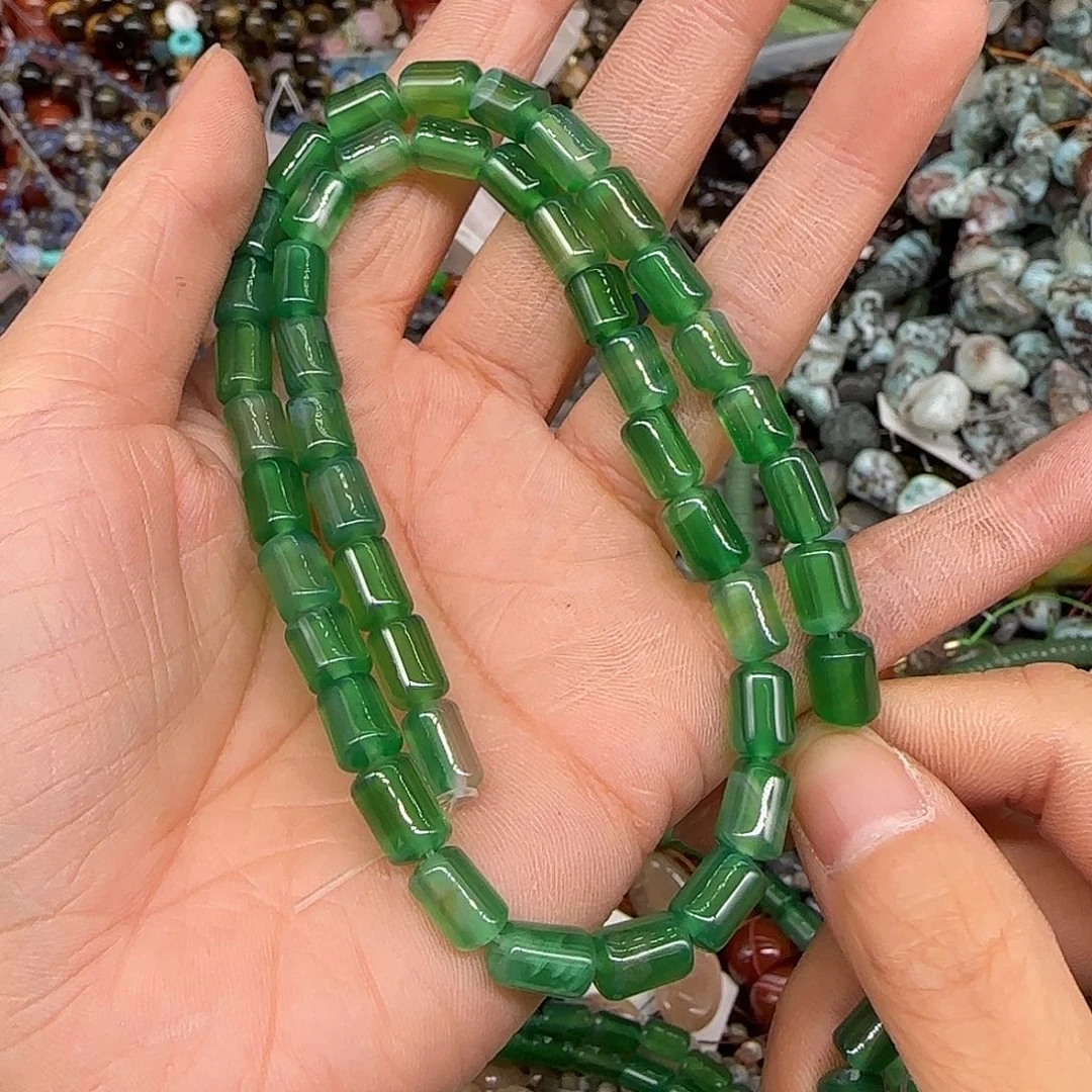 玛瑙/玉髓合金珠宝半成品绿玛瑙6mm一条