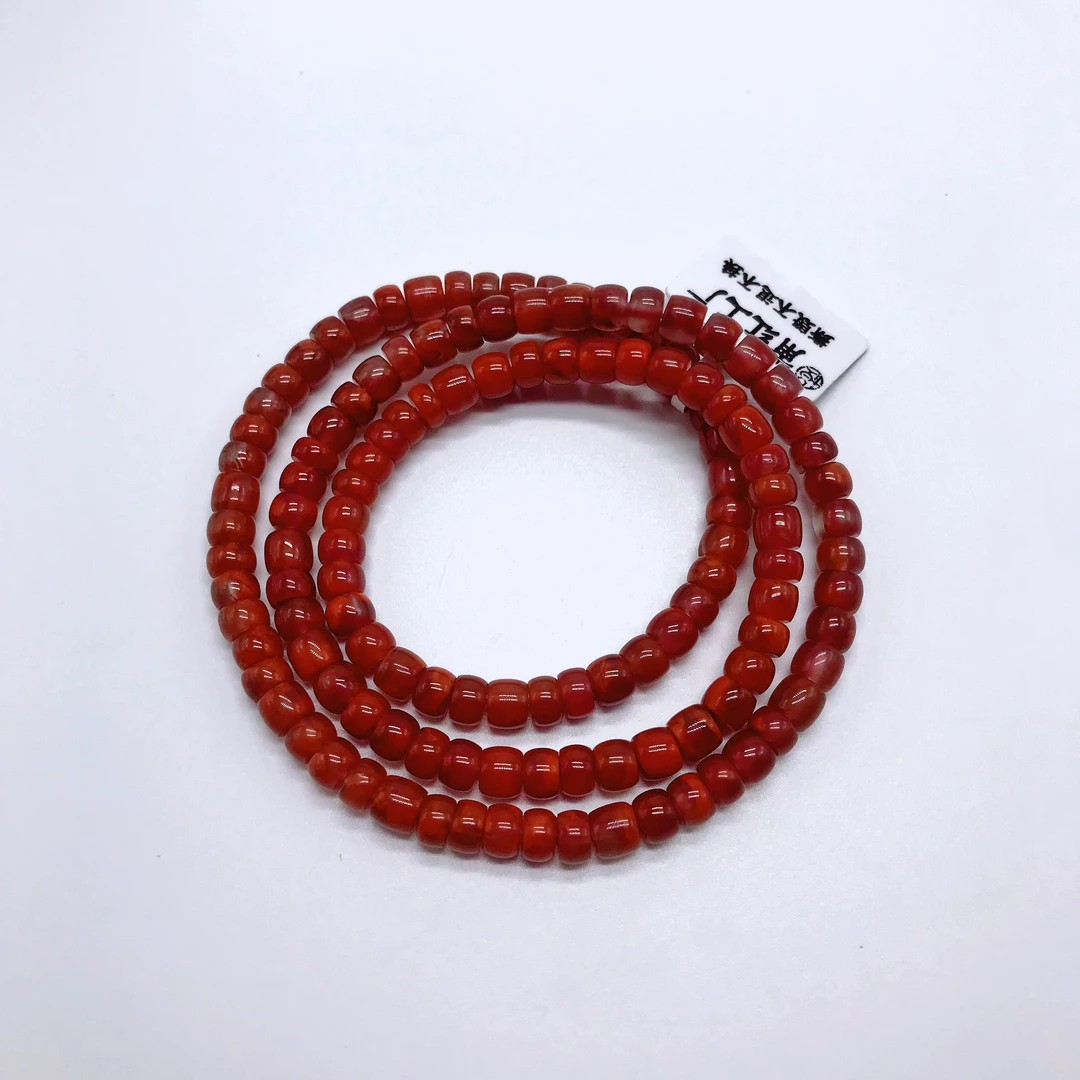 【领源】南红瓦西火焰纹精工新纪元多圈6mm（一个/条）