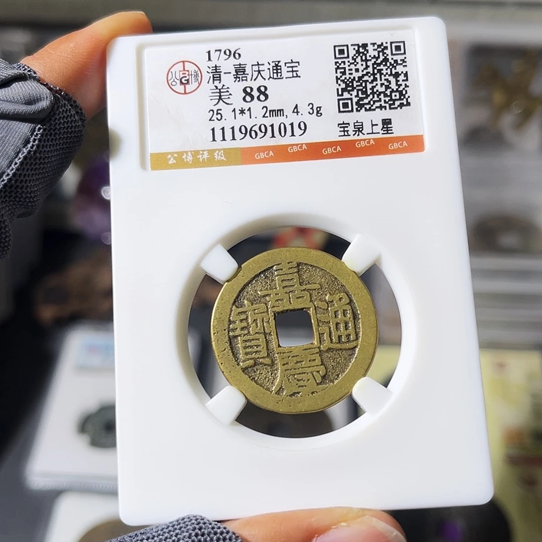 铜小瑶，精品传世嘉庆背上星，评级码1019