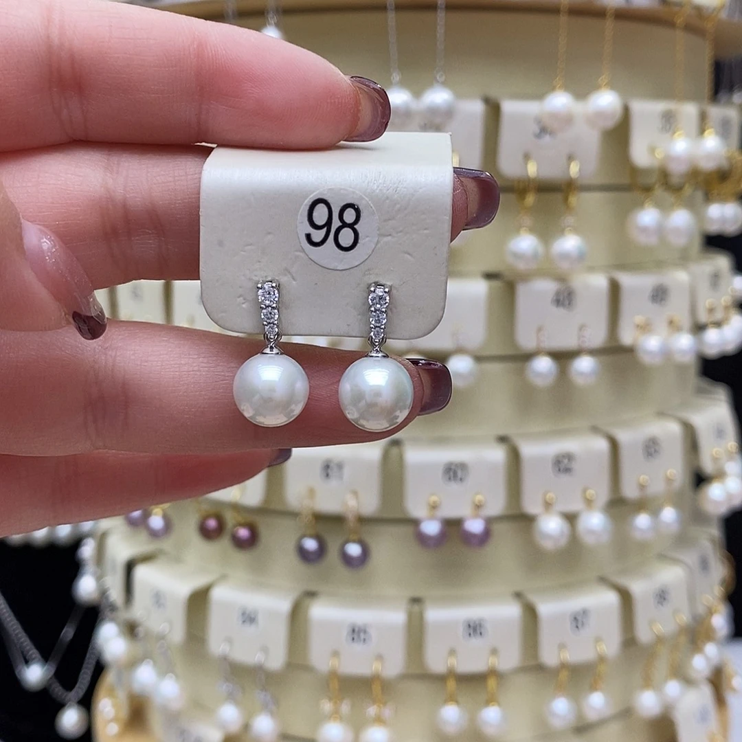 淡水珍珠耳饰银S925镶嵌