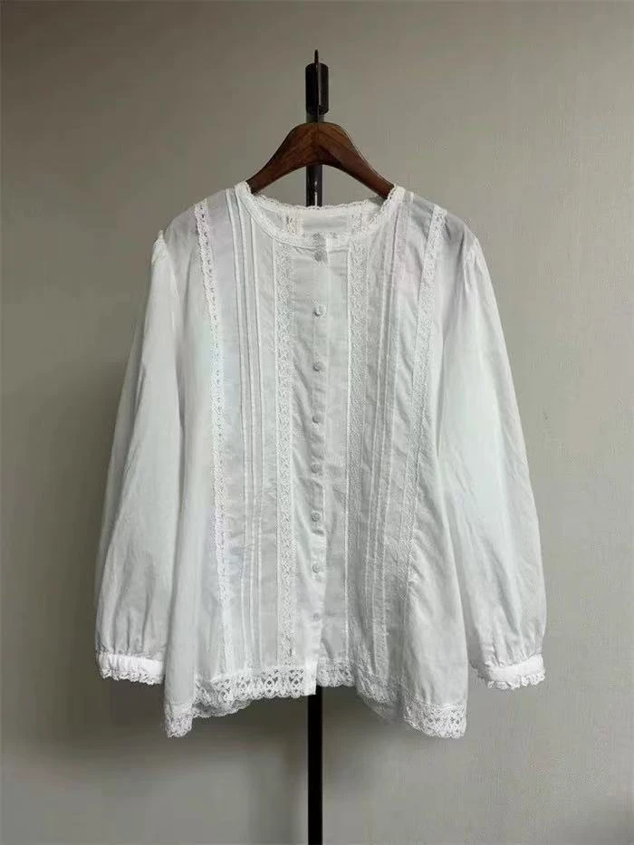 东大门白月光手工蕾丝衬衫