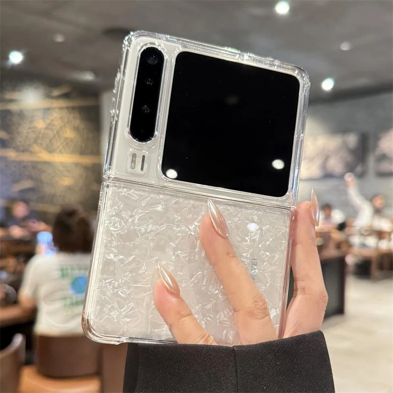 原装正品适用华为purax手机壳新款白色贝壳纹PuraX典藏版折叠屏保