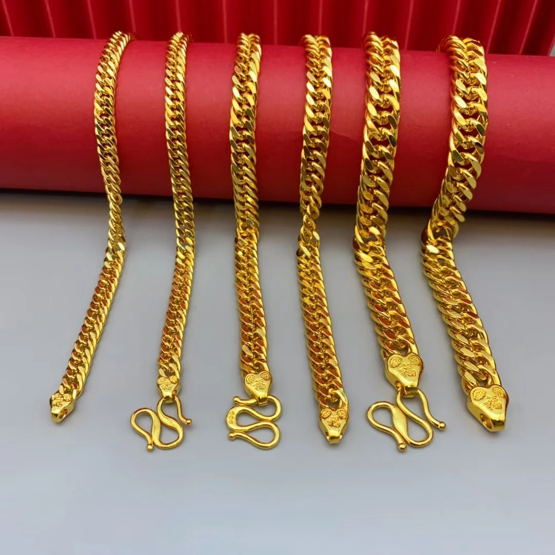 合金项链 合金材质【老板古巴项链】时尚个性金色潮男霸气百搭素款