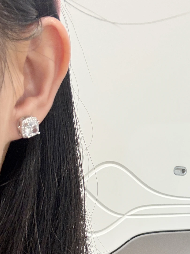 925银合成锆石耳饰 慕Ter 正方形方糖耳钉