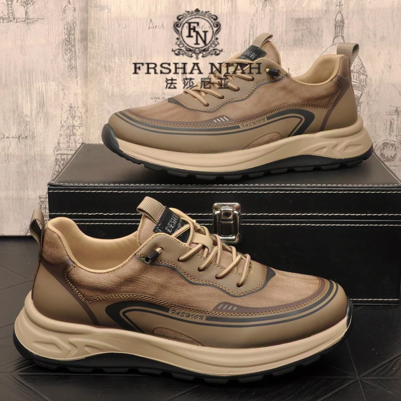 法莎尼亚男鞋轻便舒适运动鞋秋冬时尚潮流百搭软底休闲鞋真皮男鞋