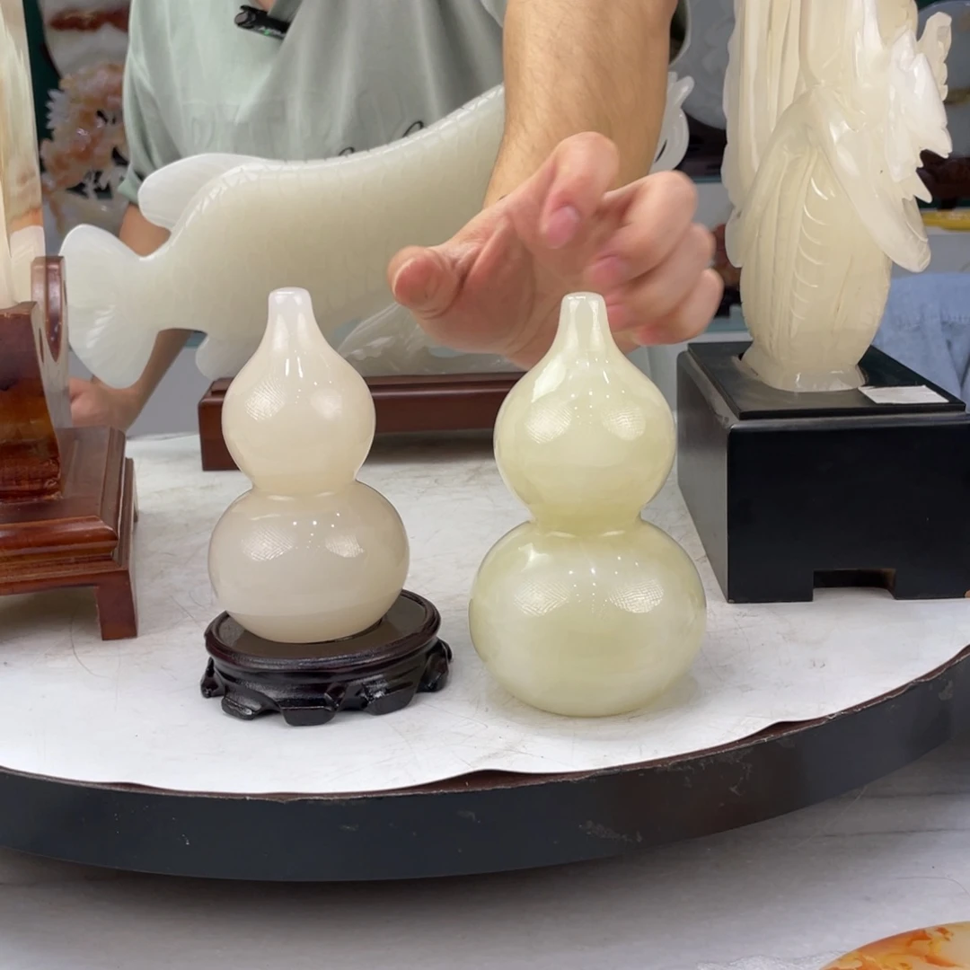 砖雕W*F玉葫芦精美摆件两个