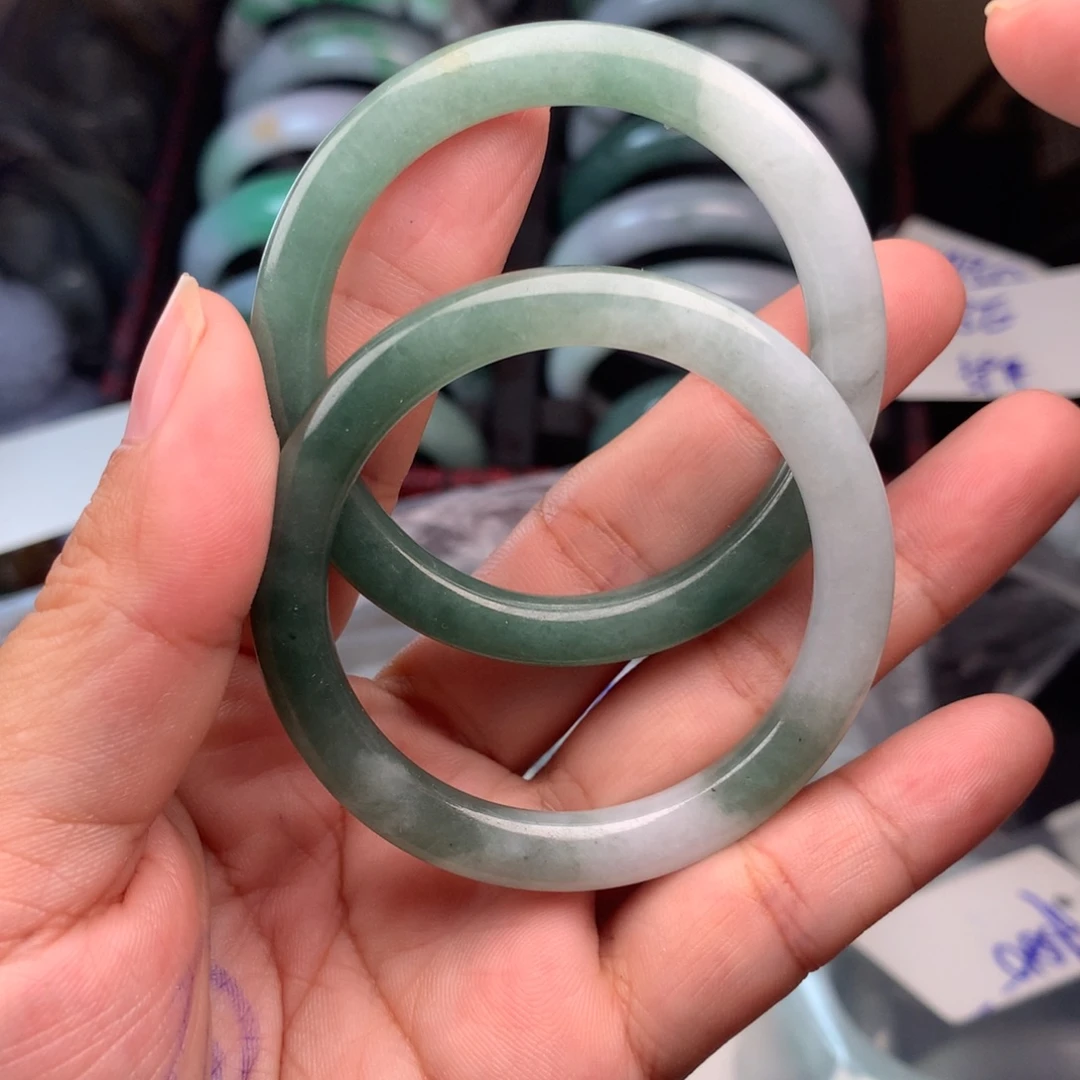 定制翡翠未镶嵌童手镯41一对