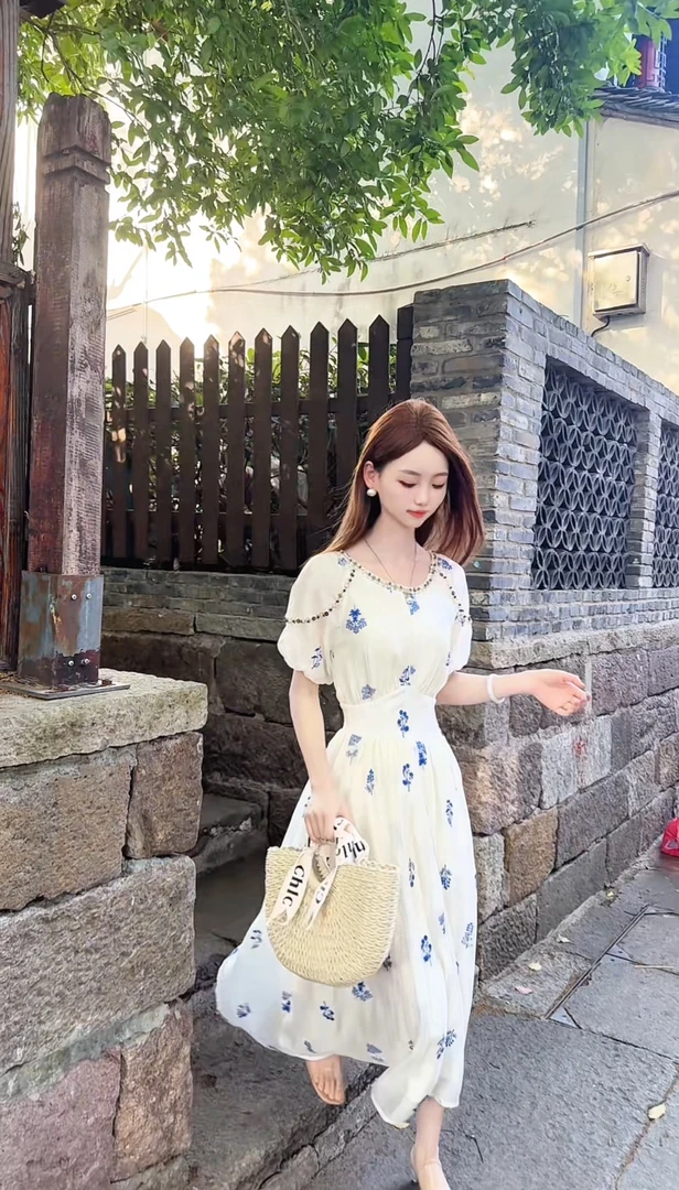 【莫奈花园】法式优雅气质连衣裙女夏季新款收腰长裙