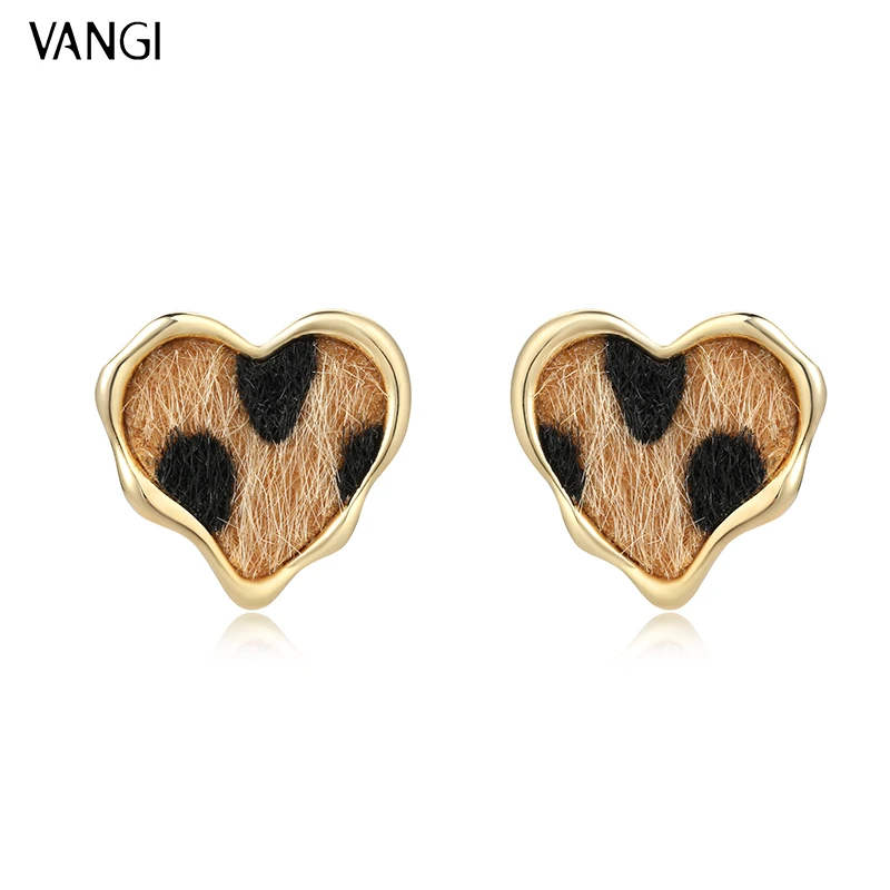 铜合金莫桑石耳饰 豹纹女拼色金色法式耳饰简约冷淡风WE24943