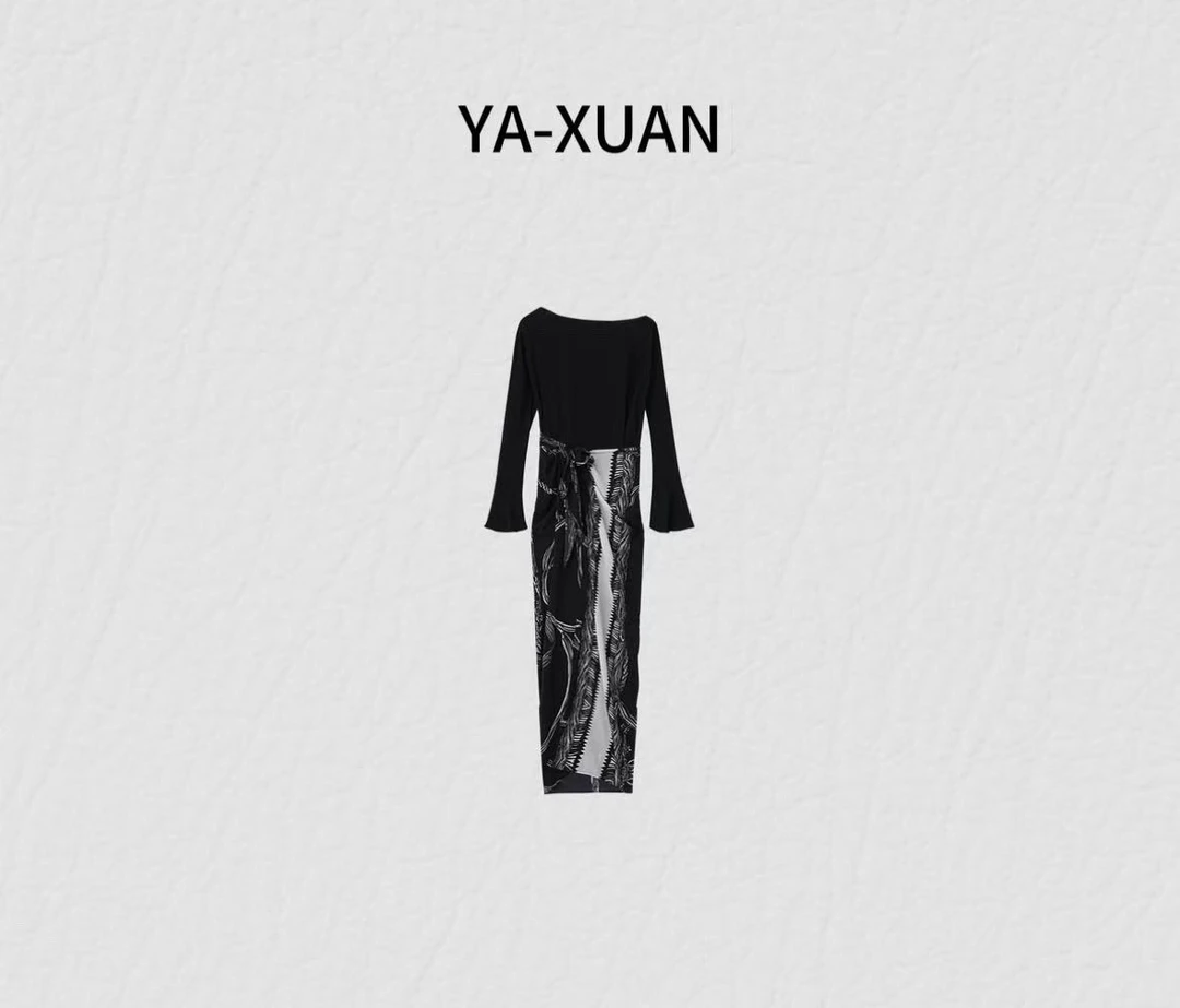 【现货】【遗失岛】气质平肩长袖假两件连衣裙SZ