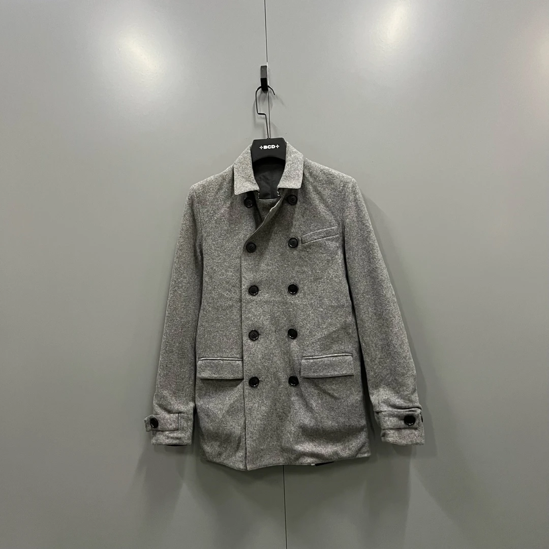 95新 DIOR/迪奥 jp1108 灰色双排扣双面大衣 44码 008174