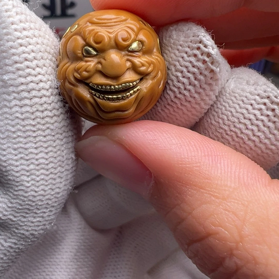 文玩核桃把件镶嵌款金花佛爷18左右尺寸全品有正常封口线
