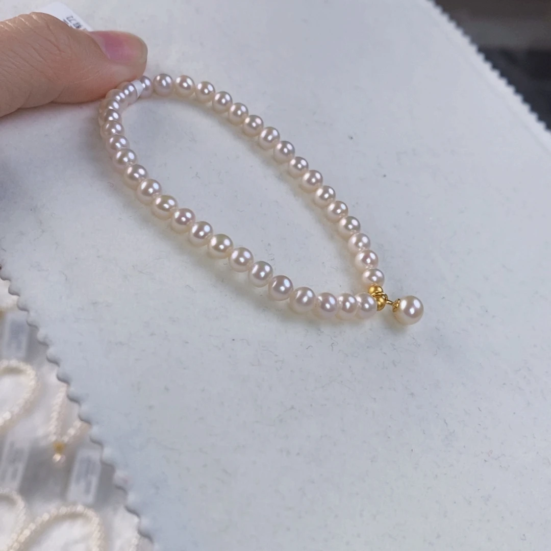 淡水珍珠手绳18K金镶嵌