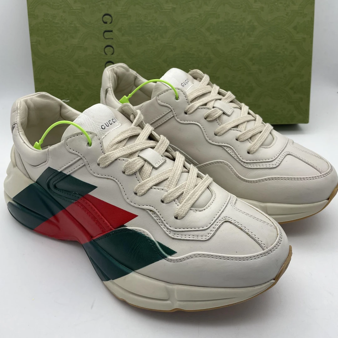 95新 GUCCI/古驰 39欧码/三彩拼色皮革时尚舒适厚底老爹鞋