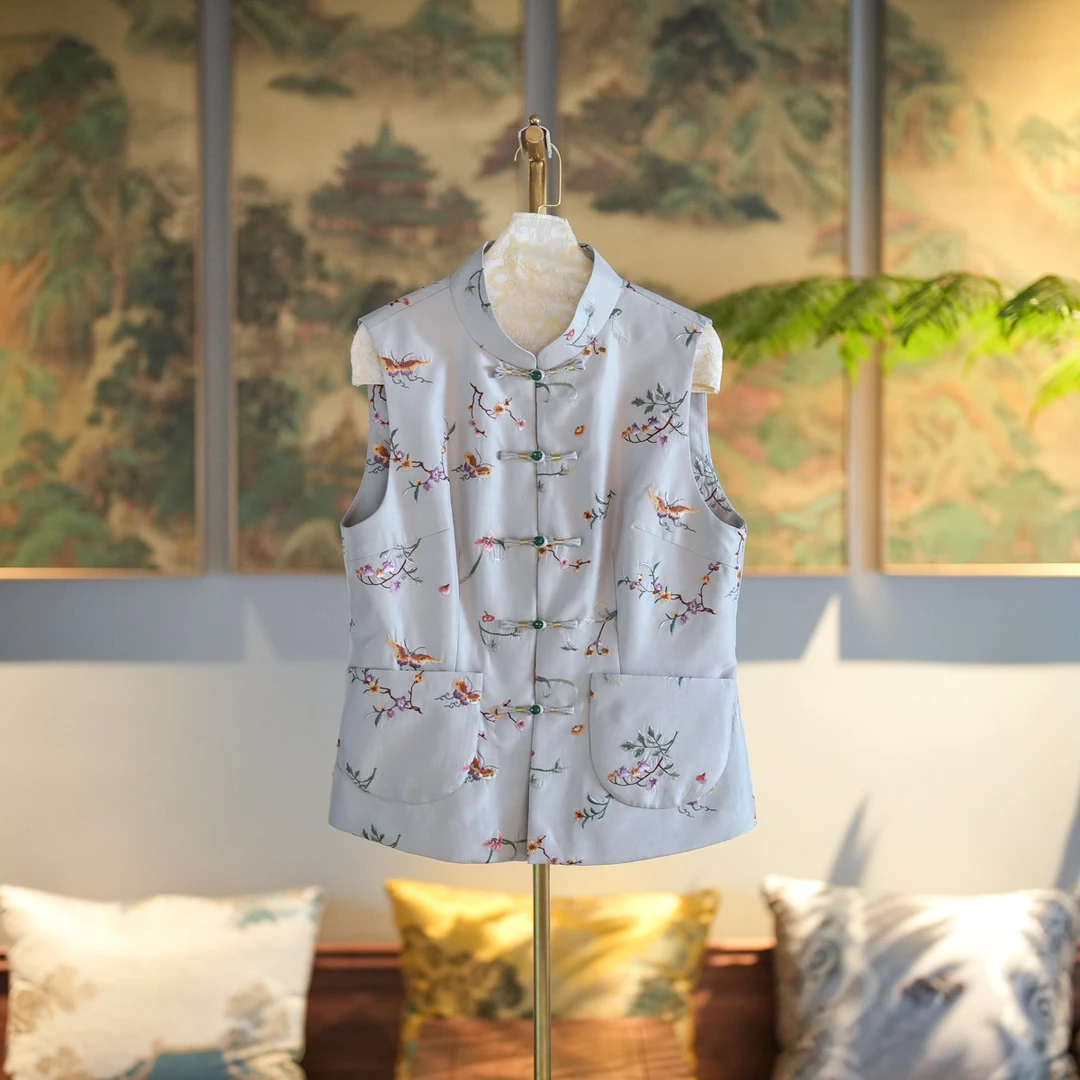 蓝大【静澜】桑蚕丝新中式马甲7247