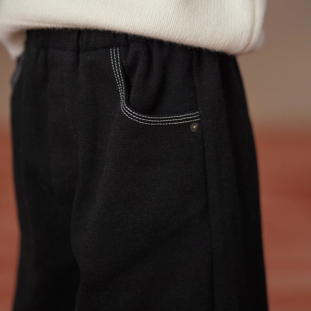 哈齿童装冬季儿童加绒长裤保暖宽松直筒裤男童女童牛仔裤中大童