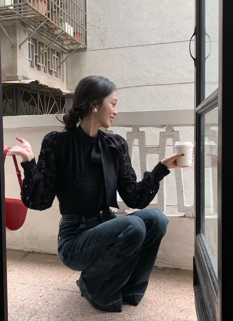 法式蝴蝶结蕾丝气质款