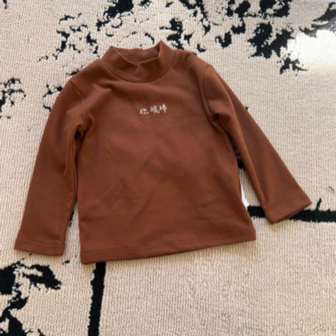【编号Q244】Y244292111-13-儿童韩版刺绣T恤打底衫复古咖-yew