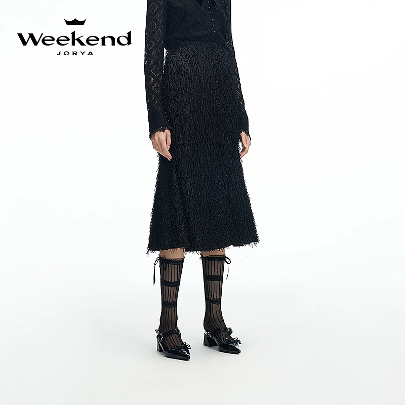 【商场同款】卓雅周末24冬季慵懒长毛流苏鱼尾半身长裙Q261011A