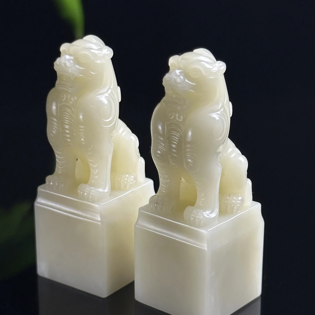 寿山老性芙蓉石瑞兽对章
