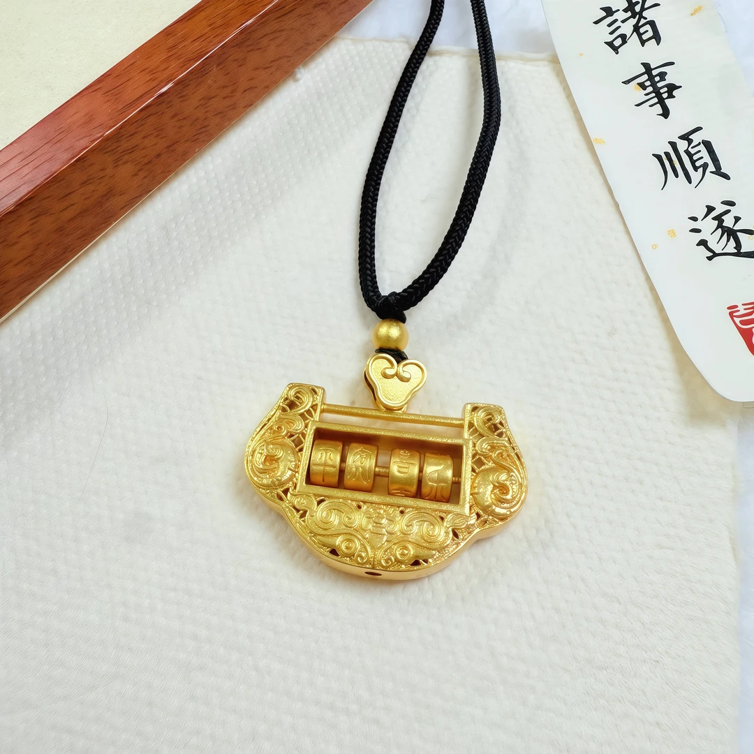 合金吊坠 古法精工镂空岁岁平安锁  珠子可转动时尚手工编织