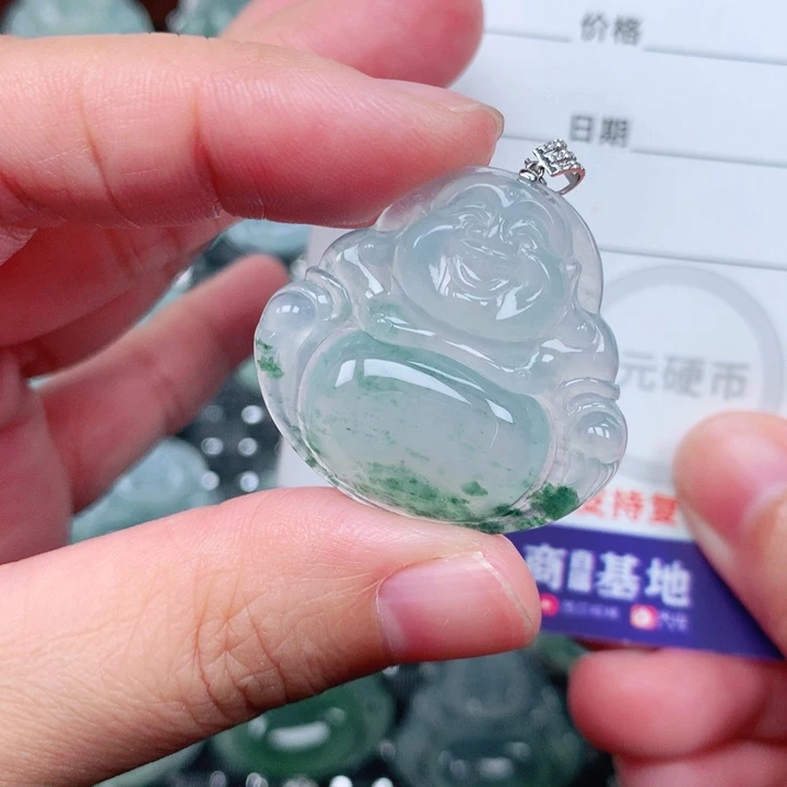 吊坠(不含链)18K金镶嵌翡翠
