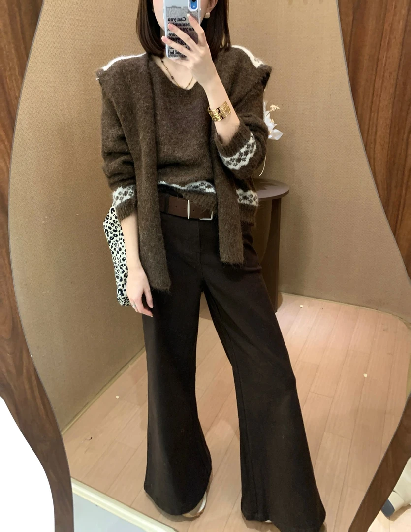 【芝士Cheese】 空山逢秋 长袖女装时尚百搭羊毛毛衣+披肩两件套