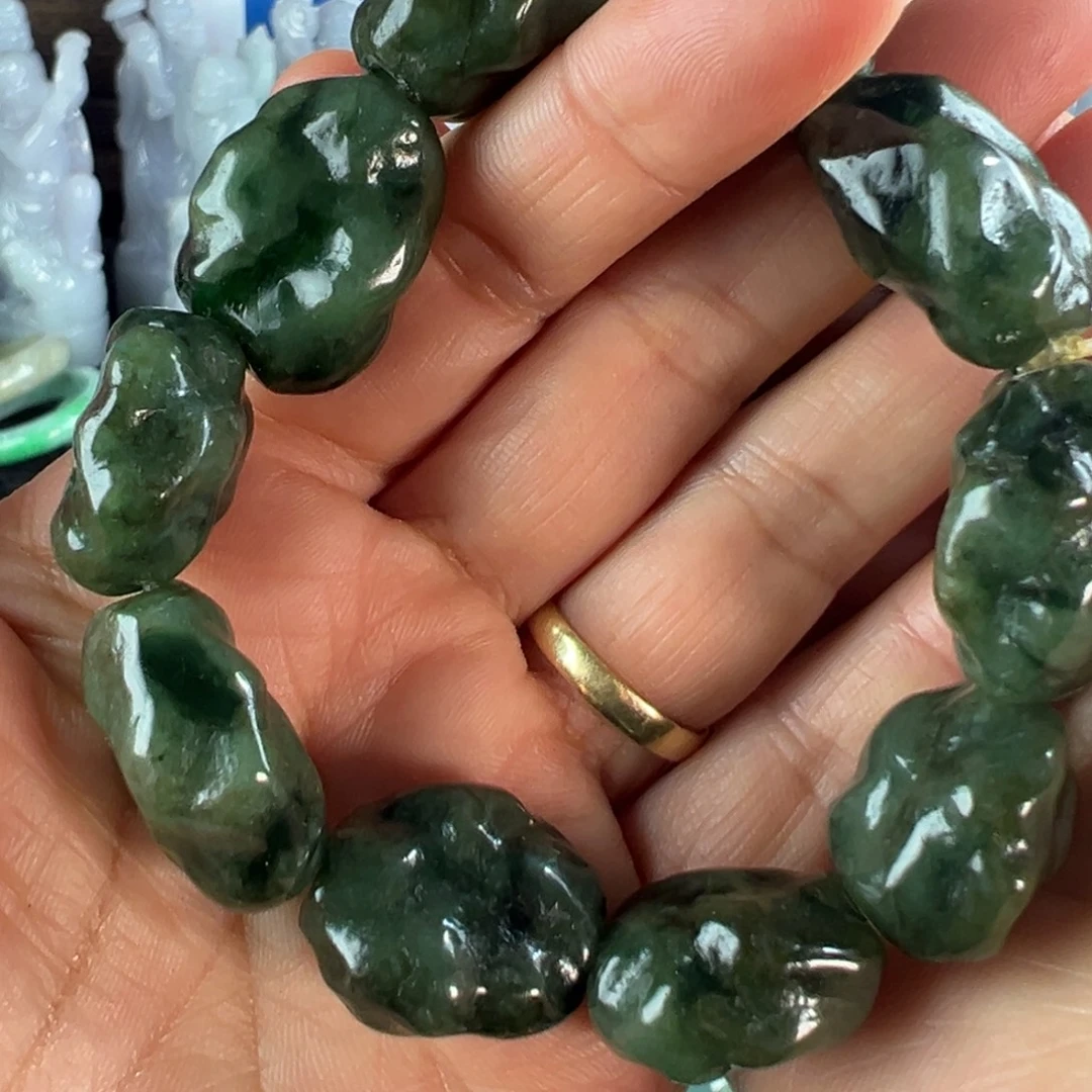 翡翠未镶嵌手镯天然翡翠珠串