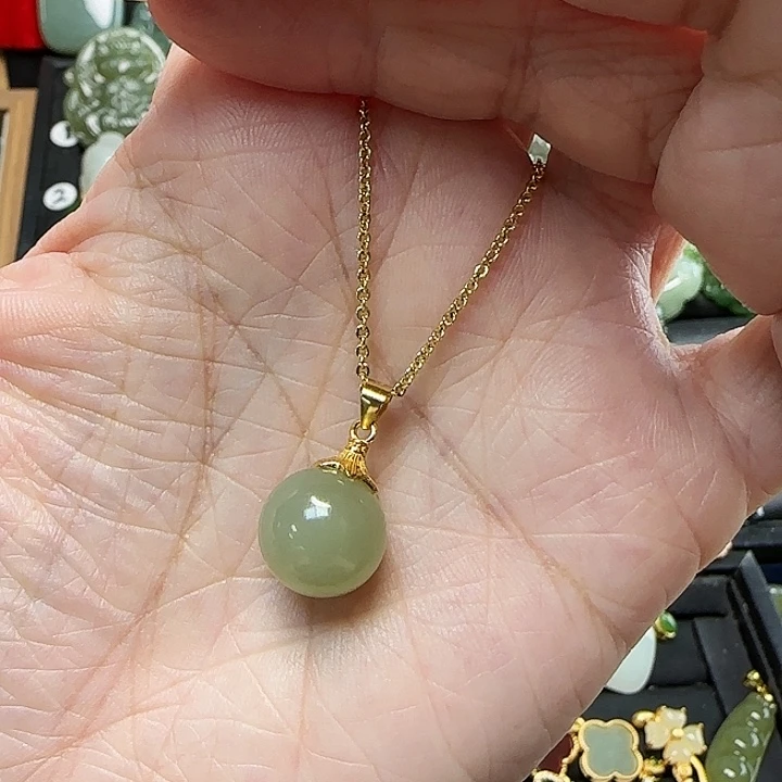 颈饰银S925镶嵌和田玉