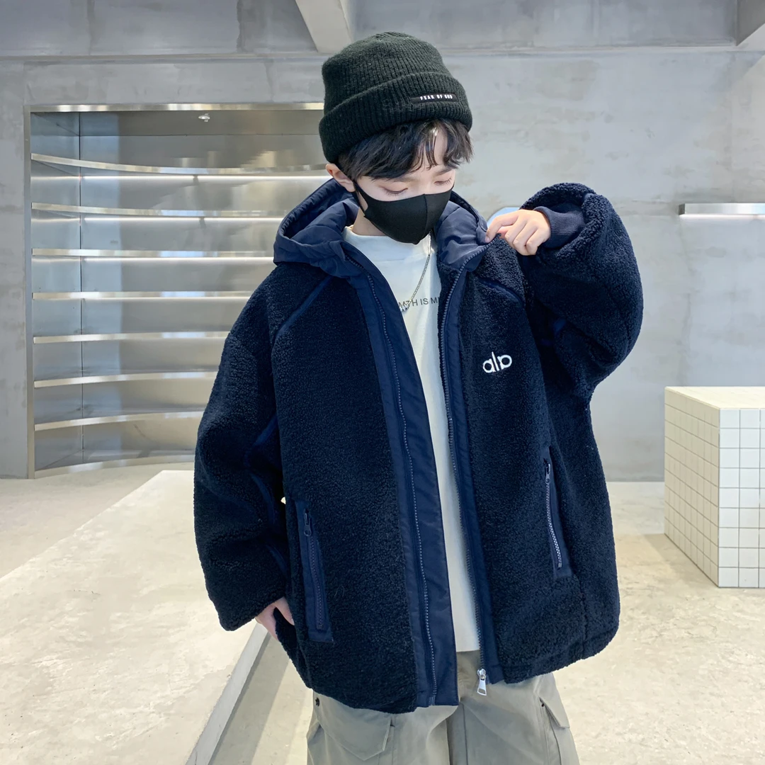 男童夹棉加厚外套秋冬款儿童冬季厚款毛毛衣中大童冬装棉衣洋气潮