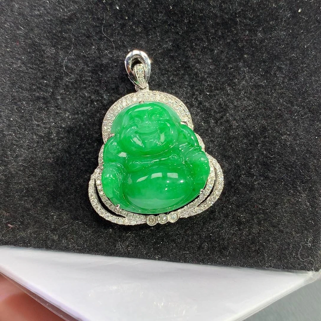 翡翠吊坠(赠链)18K金镶嵌