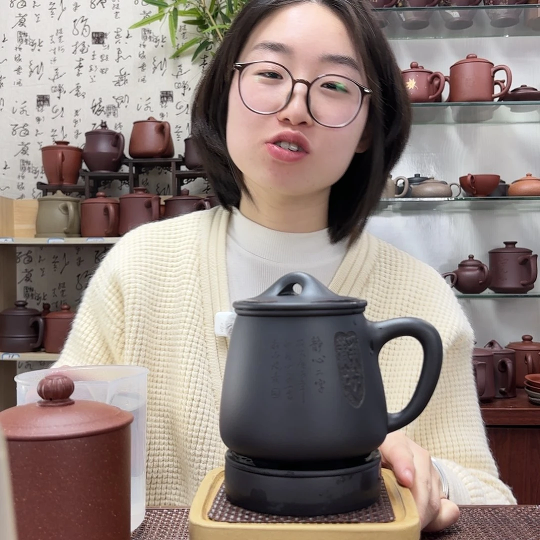 紫砂茶杯宜兴紫砂无礼盒黑料精心五件套