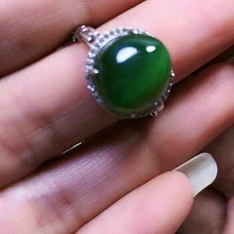 和田玉银S925镶嵌戒指