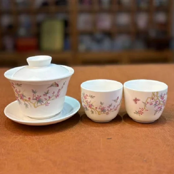 ZH4336-新中式羊脂玉白瓷紫藤花悬停三才泡茶盖碗