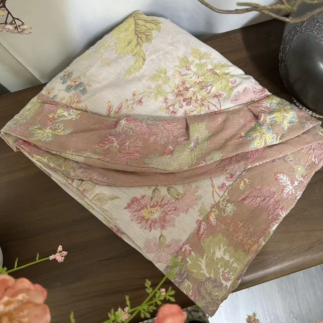 【圆角贴边】漫步花丛-红色棉麻床单230*250cm