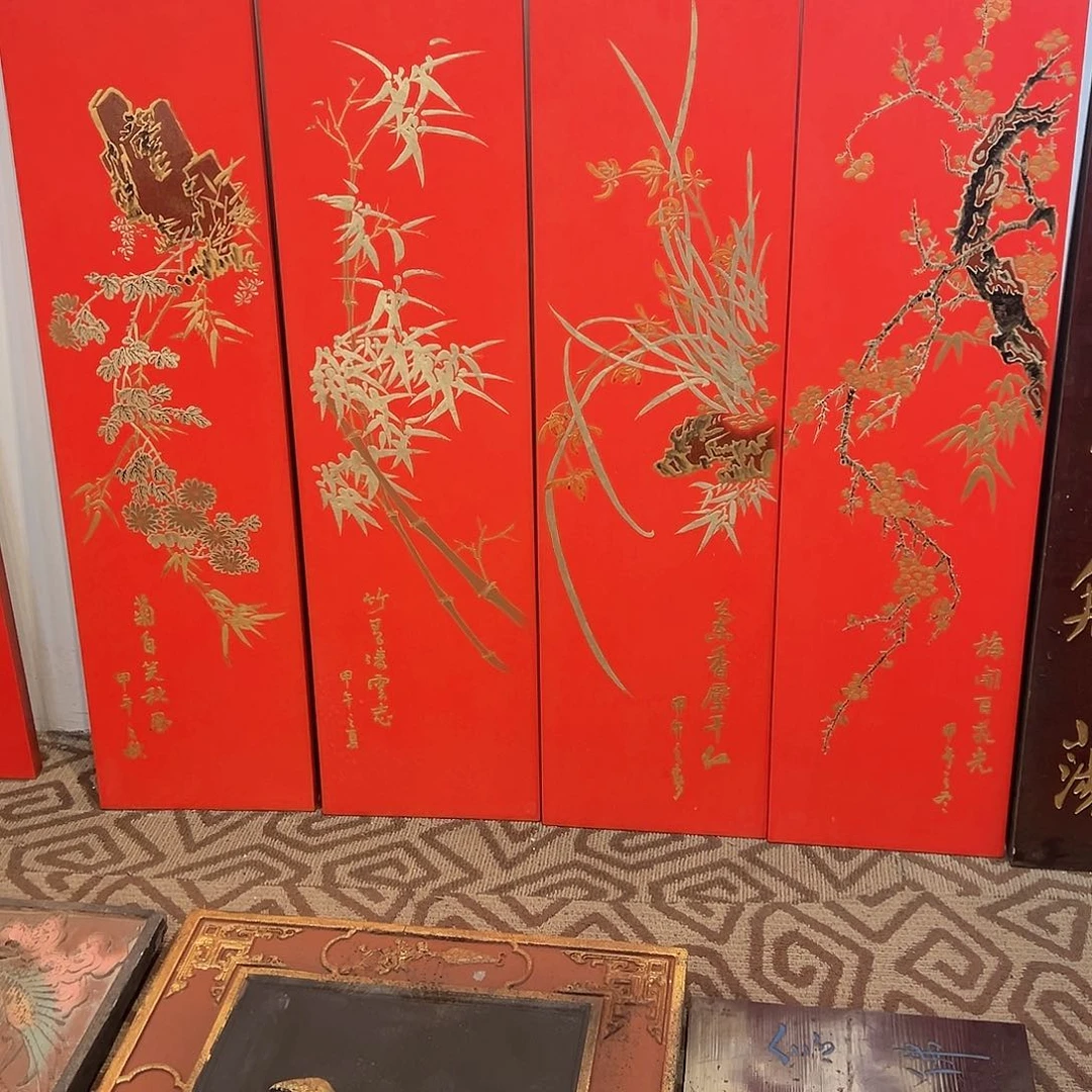 楠木仝****）四件套漆画