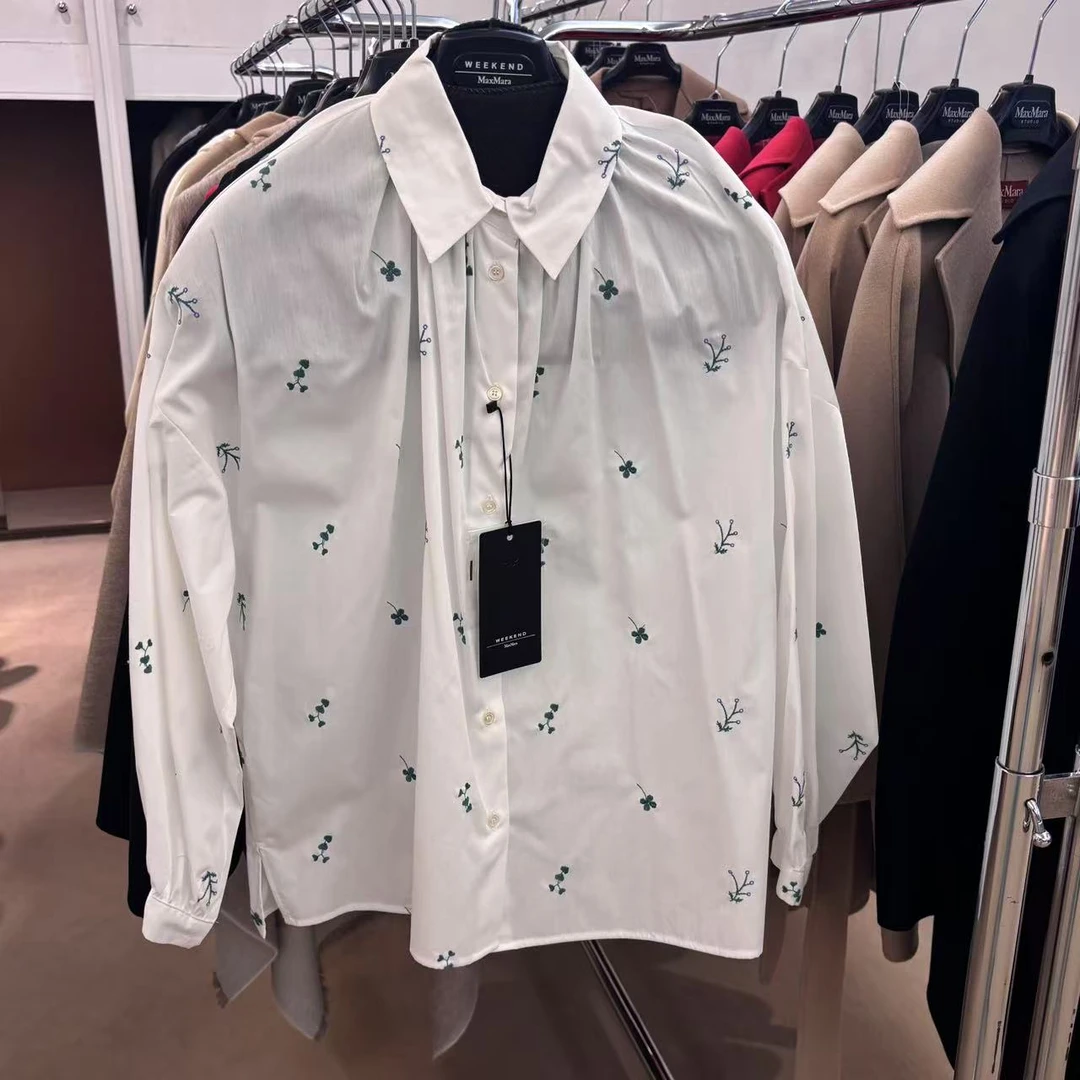 全新未使用 MaxMara GILLY 白色小印花衬衫