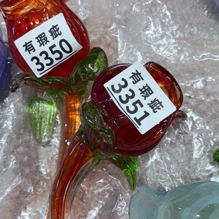 琉璃风*3350瑕花2朵家悦美居琉璃花瓶