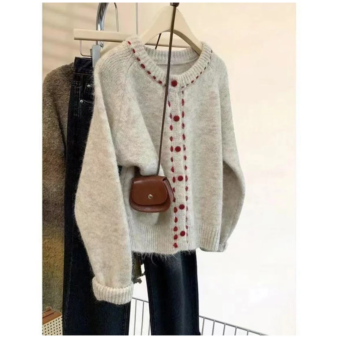 软糯加厚毛衣外套秋冬2025新款设计感外穿慵懒针织衫上衣