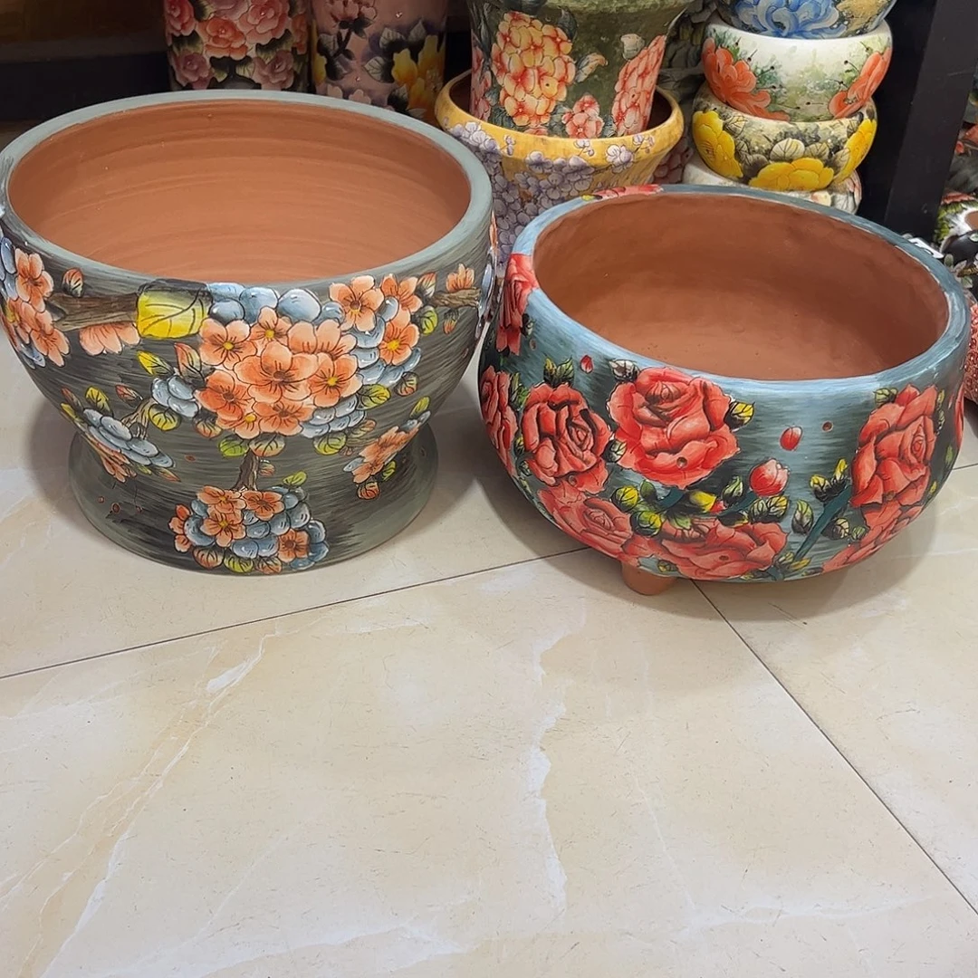 靓***肉景德镇炫彩手绘景德镇陶瓷花盆