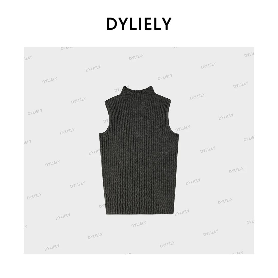 半高领坎肩无袖吊带背心女可外穿羊毛针织套头上衣T5610