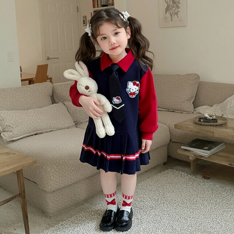 女童洋气学院风春秋季连衣裙套装女宝宝2026新款可爱裙子早秋装潮