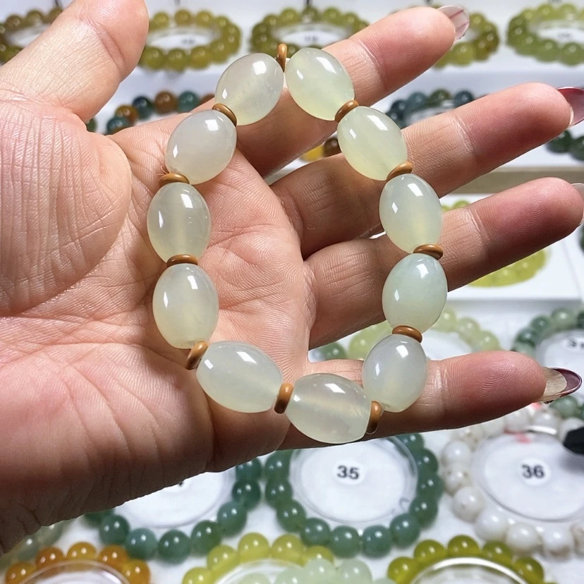 【闪购商品】未镶嵌蛇纹石玉手链卡14