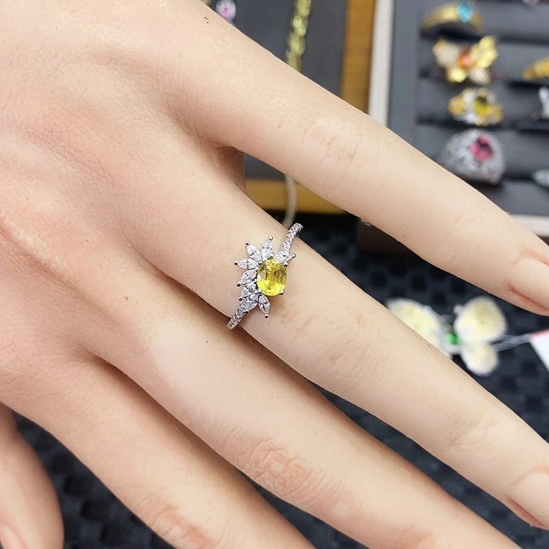 蓝宝石戒指银S925镶嵌